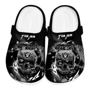 Custom Las Vegas Raiders Gothic Skull Crocs Best selling