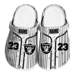 Custom Las Vegas Raiders Pinstripe Pattern Crocs Best selling