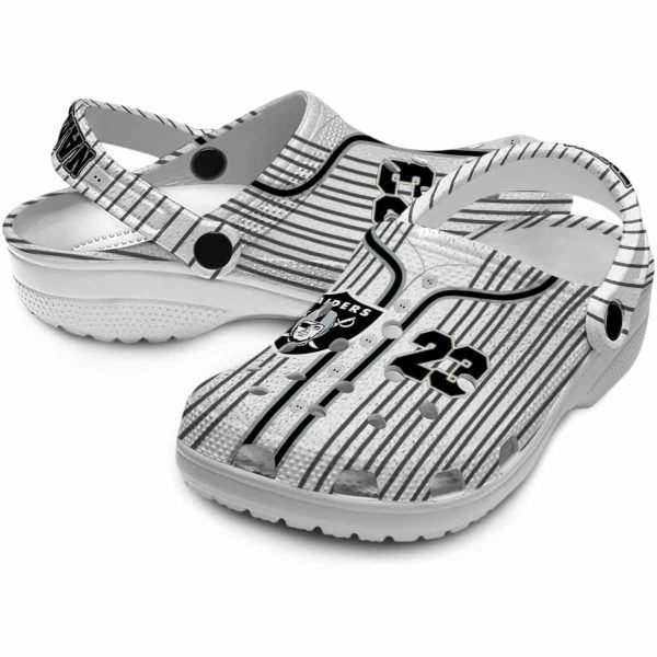 Custom Las Vegas Raiders Pinstripe Pattern Crocs Latest Model