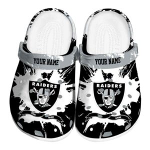 Custom Las Vegas Raiders Splatter Pattern Crocs Best selling