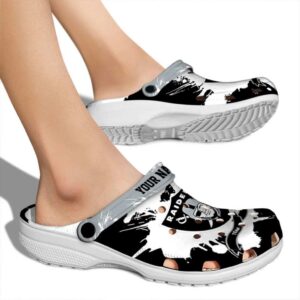 Custom Las Vegas Raiders Splatter Pattern Crocs High quality