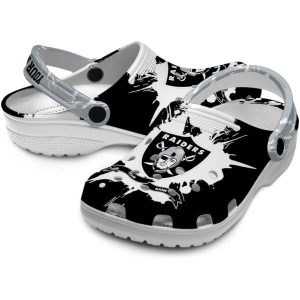 Custom Las Vegas Raiders Splatter Pattern Crocs Latest Model
