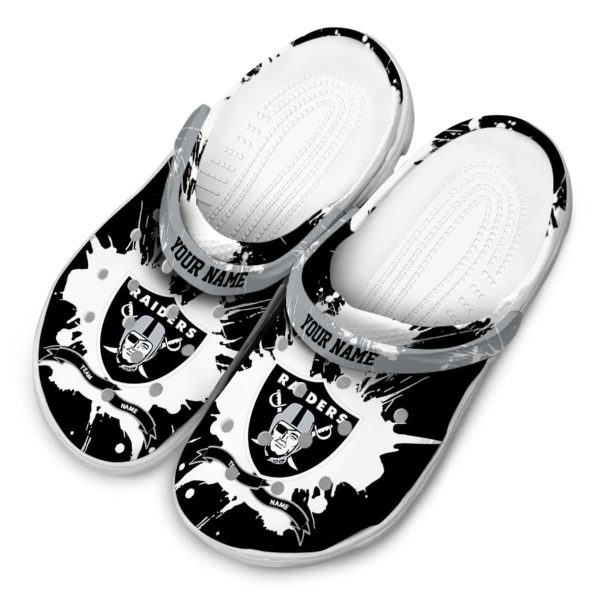 Custom Las Vegas Raiders Splatter Pattern Crocs Trendy