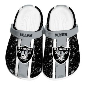 Custom Las Vegas Raiders Vertical Stripes Crocs Best selling