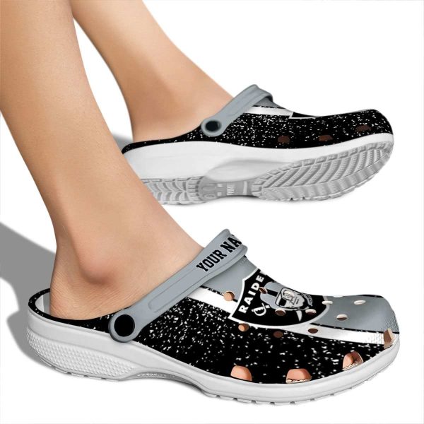Custom Las Vegas Raiders Vertical Stripes Crocs High quality