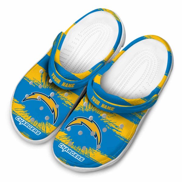Custom Los Angeles Chargers Paint Splatter Graphics Crocs Trendy