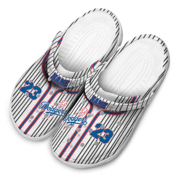 Custom Los Angeles Dodgers Pinstripe Pattern Crocs Trendy