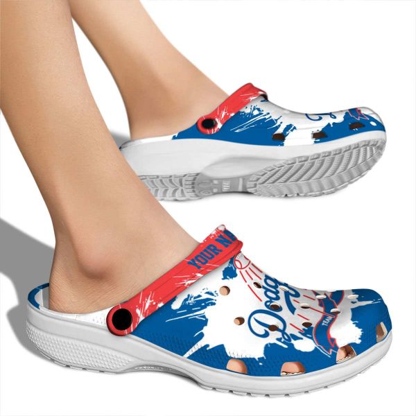 Custom Los Angeles Dodgers Splatter Pattern Crocs High quality