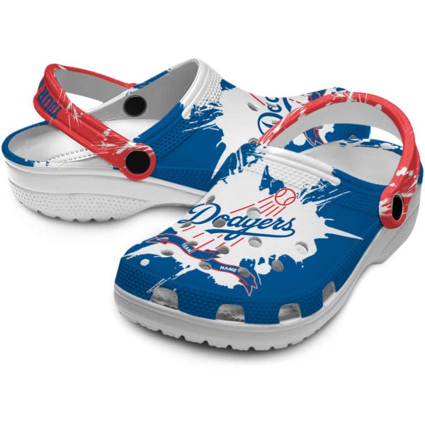Custom Los Angeles Dodgers Splatter Pattern Crocs Latest Model