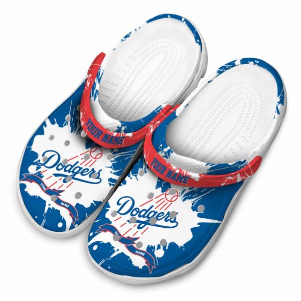 Custom Los Angeles Dodgers Splatter Pattern Crocs Trendy