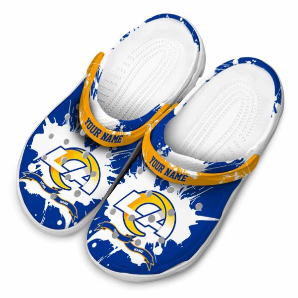 Custom Los Angeles Rams Splatter Pattern Crocs Trendy