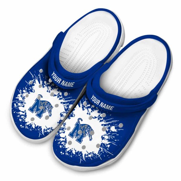 Custom Memphis Tigers Splatter Background Crocs Trendy