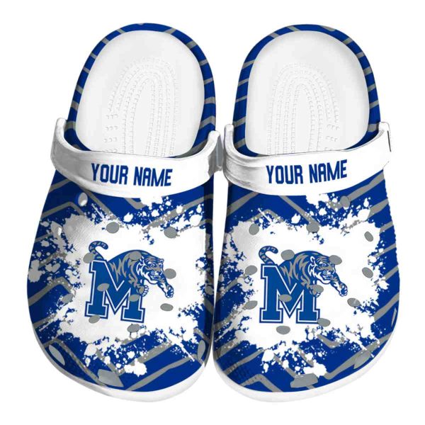 Custom Memphis Tigers Zigzag Paint Burst Crocs Best selling