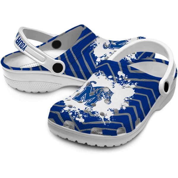 Custom Memphis Tigers Zigzag Paint Burst Crocs Latest Model