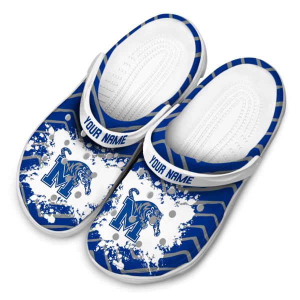 Custom Memphis Tigers Zigzag Paint Burst Crocs Trendy