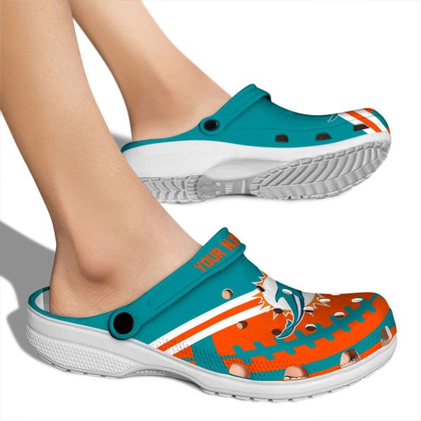 Custom Miami Dolphins Football Motif Crocs High quality