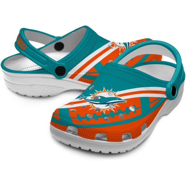 Custom Miami Dolphins Football Motif Crocs Latest Model
