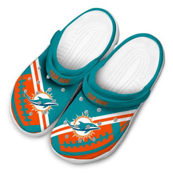 Custom Miami Dolphins Football Motif Crocs Trendy