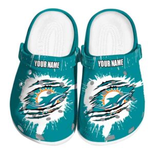Custom Miami Dolphins Splash Motif Background Crocs Best selling