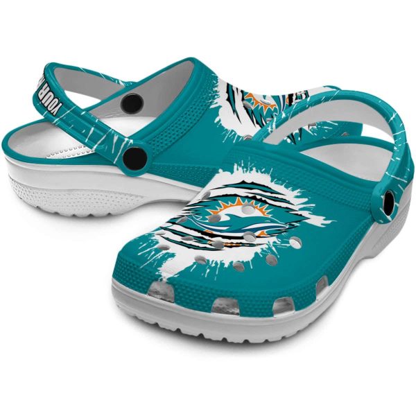 Custom Miami Dolphins Splash Motif Background Crocs Latest Model