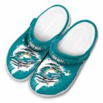 Custom Miami Dolphins Splash Motif Background Crocs Best selling