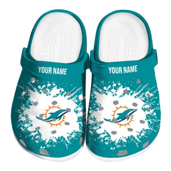 Custom Miami Dolphins Splatter Background Crocs Best selling