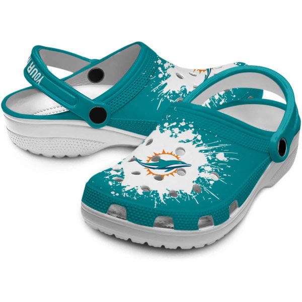 Custom Miami Dolphins Splatter Background Crocs Latest Model