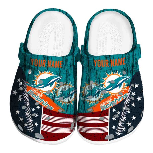 Custom Miami Dolphins Star Spangled Side Pattern Crocs Best selling