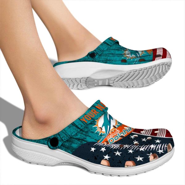 Custom Miami Dolphins Star Spangled Side Pattern Crocs High quality
