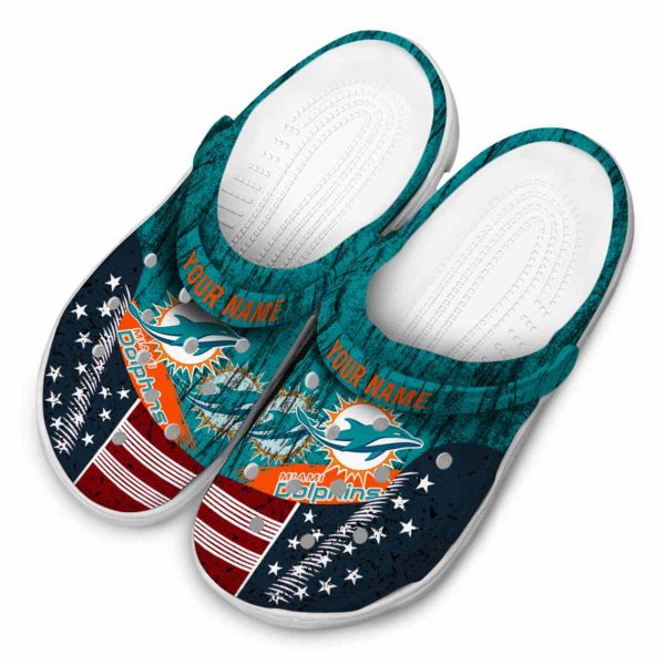 Custom Miami Dolphins Star Spangled Side Pattern Crocs Trendy