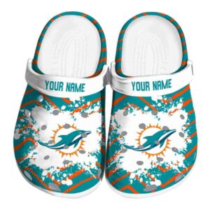 Custom Miami Dolphins Zigzag Paint Burst Crocs Best selling