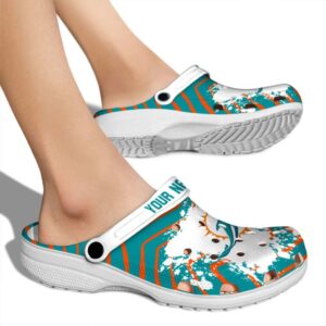 Custom Miami Dolphins Zigzag Paint Burst Crocs High quality