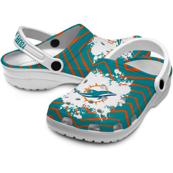 Custom Miami Dolphins Zigzag Paint Burst Crocs Latest Model