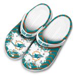 Custom Miami Dolphins Zigzag Paint Burst Crocs Best selling