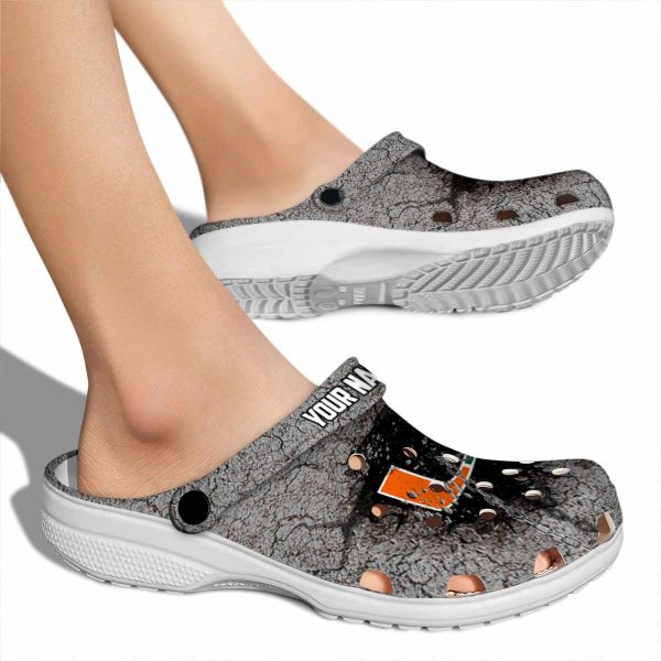 Custom Miami Hurricanes Cracked Ground Texture Crocs High quality