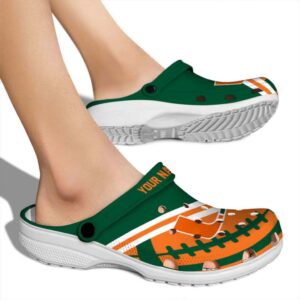 Custom Miami Hurricanes Football Motif Crocs High quality