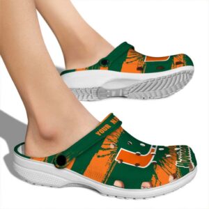 Custom Miami Hurricanes Paint Splatter Graphics Crocs High quality