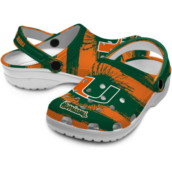 Custom Miami Hurricanes Paint Splatter Graphics Crocs Latest Model