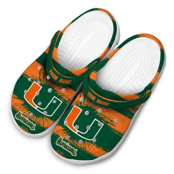 Custom Miami Hurricanes Paint Splatter Graphics Crocs Trendy