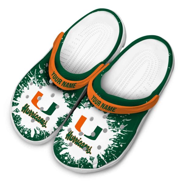 Custom Miami Hurricanes Splash Art Crocs Trendy