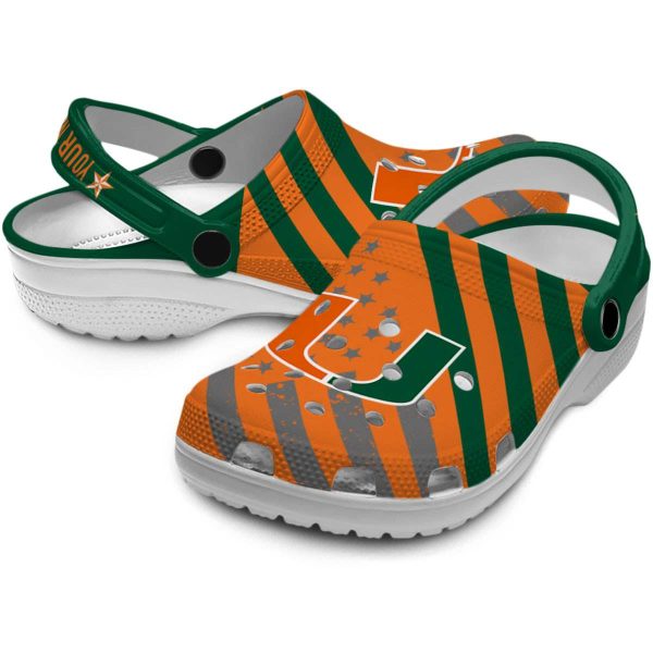 Custom Miami Hurricanes Star Spangled Graphic Crocs Latest Model