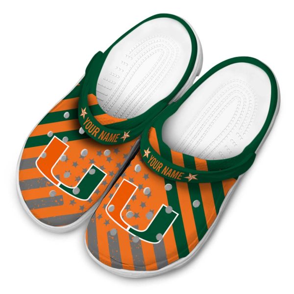 Custom Miami Hurricanes Star Spangled Graphic Crocs Trendy
