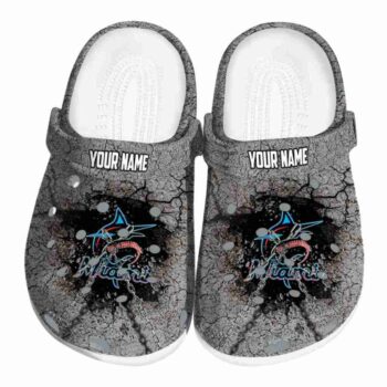 Custom Miami Marlins Cracked Ground Texture Crocs Best selling
