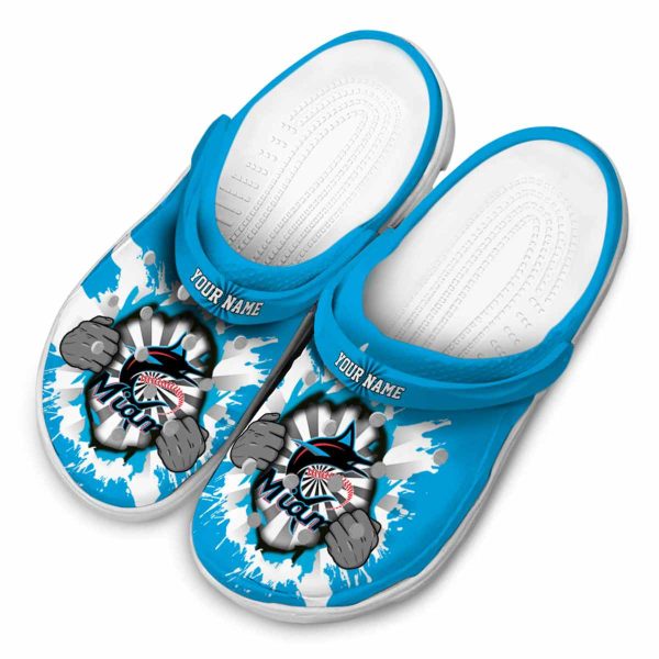 Custom Miami Marlins Gripping Hand Crocs Trendy