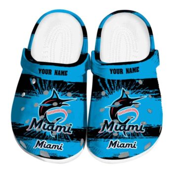 Custom Miami Marlins Paint Splatter Graphics Crocs Best selling