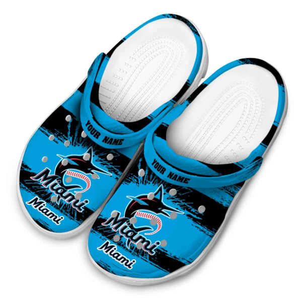 Custom Miami Marlins Paint Splatter Graphics Crocs Trendy