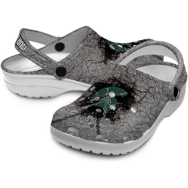 Custom Michigan State Spartans Cracked Ground Texture Crocs Latest Model