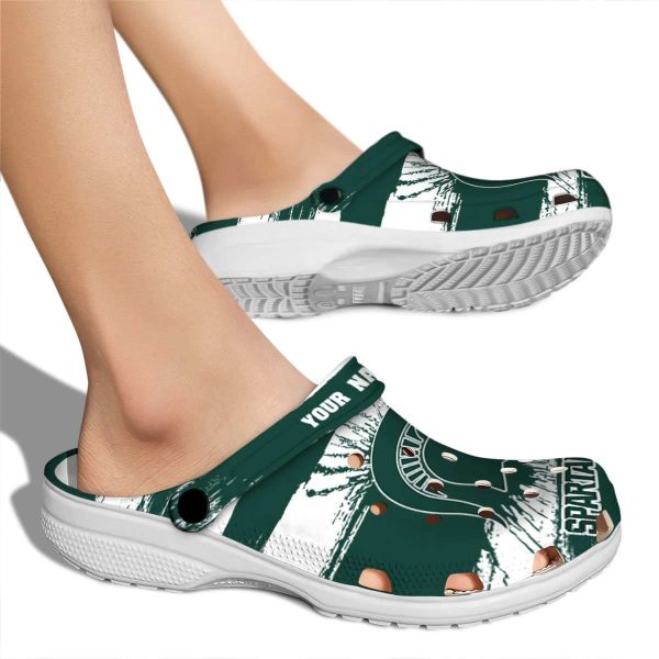 Custom Michigan State Spartans Paint Splatter Graphics Crocs High quality