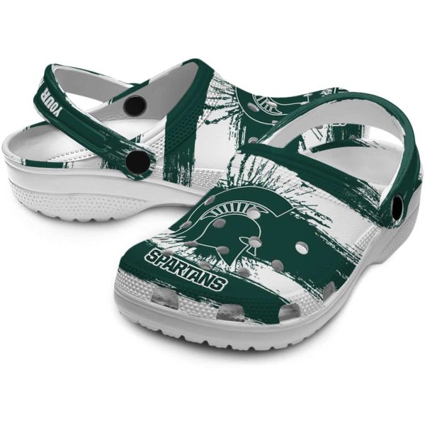 Custom Michigan State Spartans Paint Splatter Graphics Crocs Latest Model