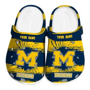Custom Michigan Wolverines Paint Splatter Graphics Crocs Best selling
